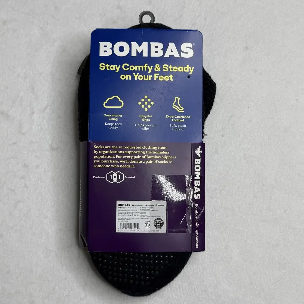 Bombas Socks Mens Large Blue Sneaker Gripper Slipper Low Cut Wool Thermal Grip